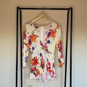 Choies M long sleeve multi colored floral romper